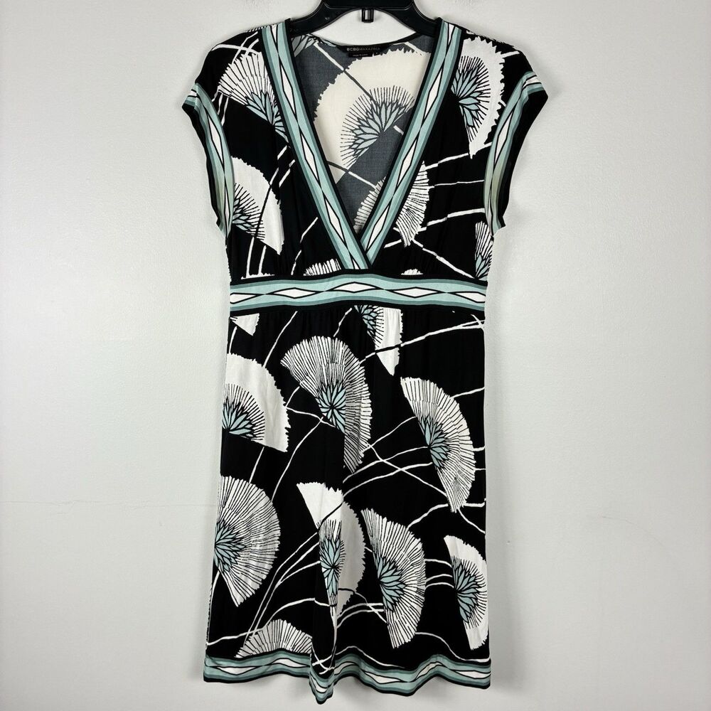 BCBG Womens Y2K Preppy Dress Women Small Asian Print Vintageck Stretch
